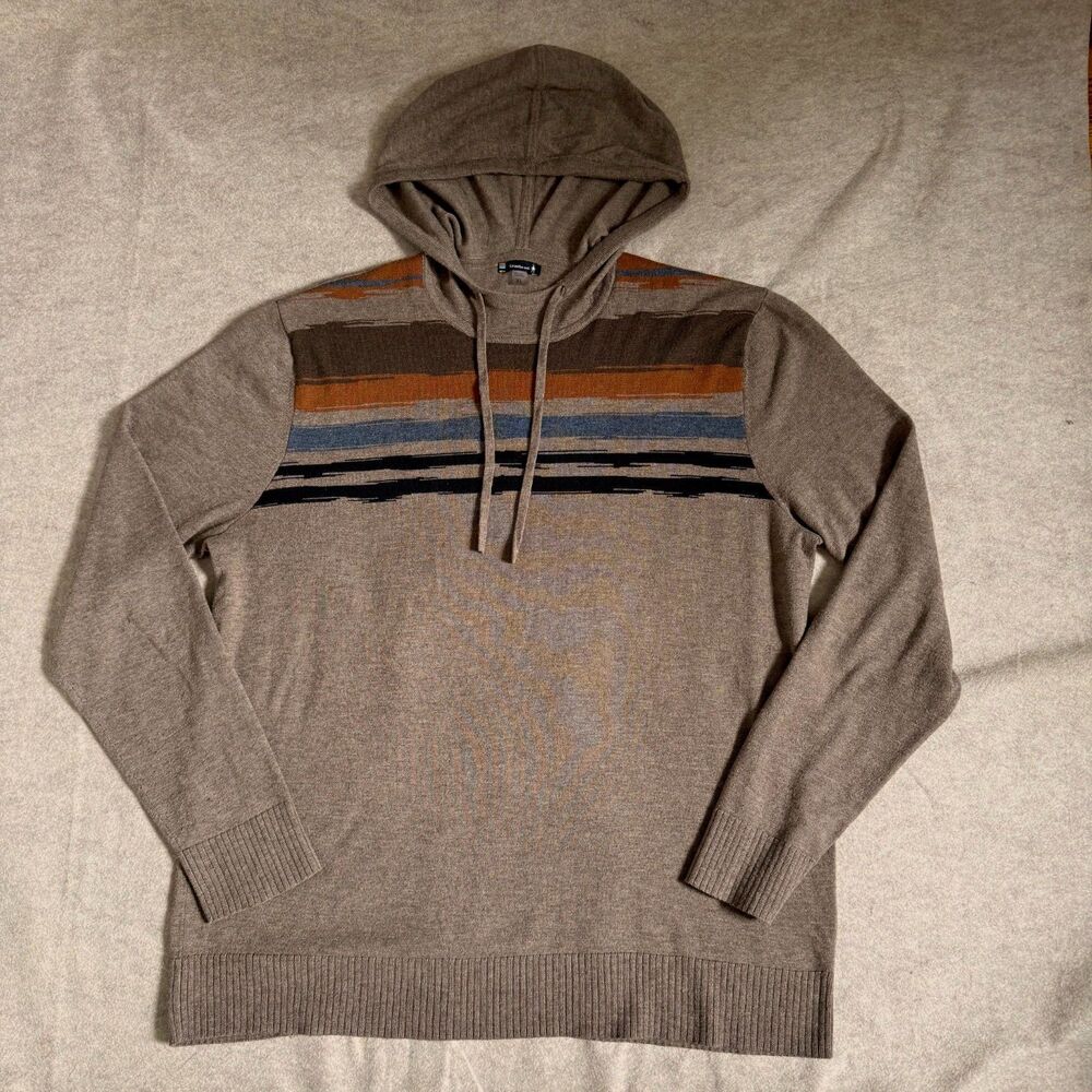 Smartwool hoodie men XL brown striped knit lightweight pullover granola gorpcore